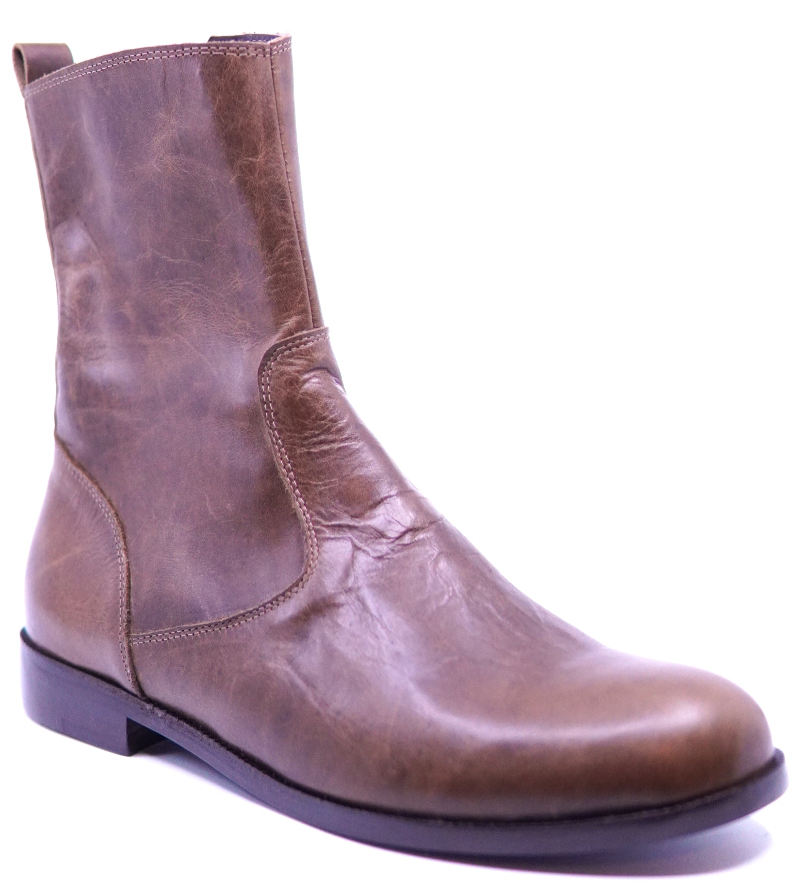 Brown Leather Zipper Boots image 1