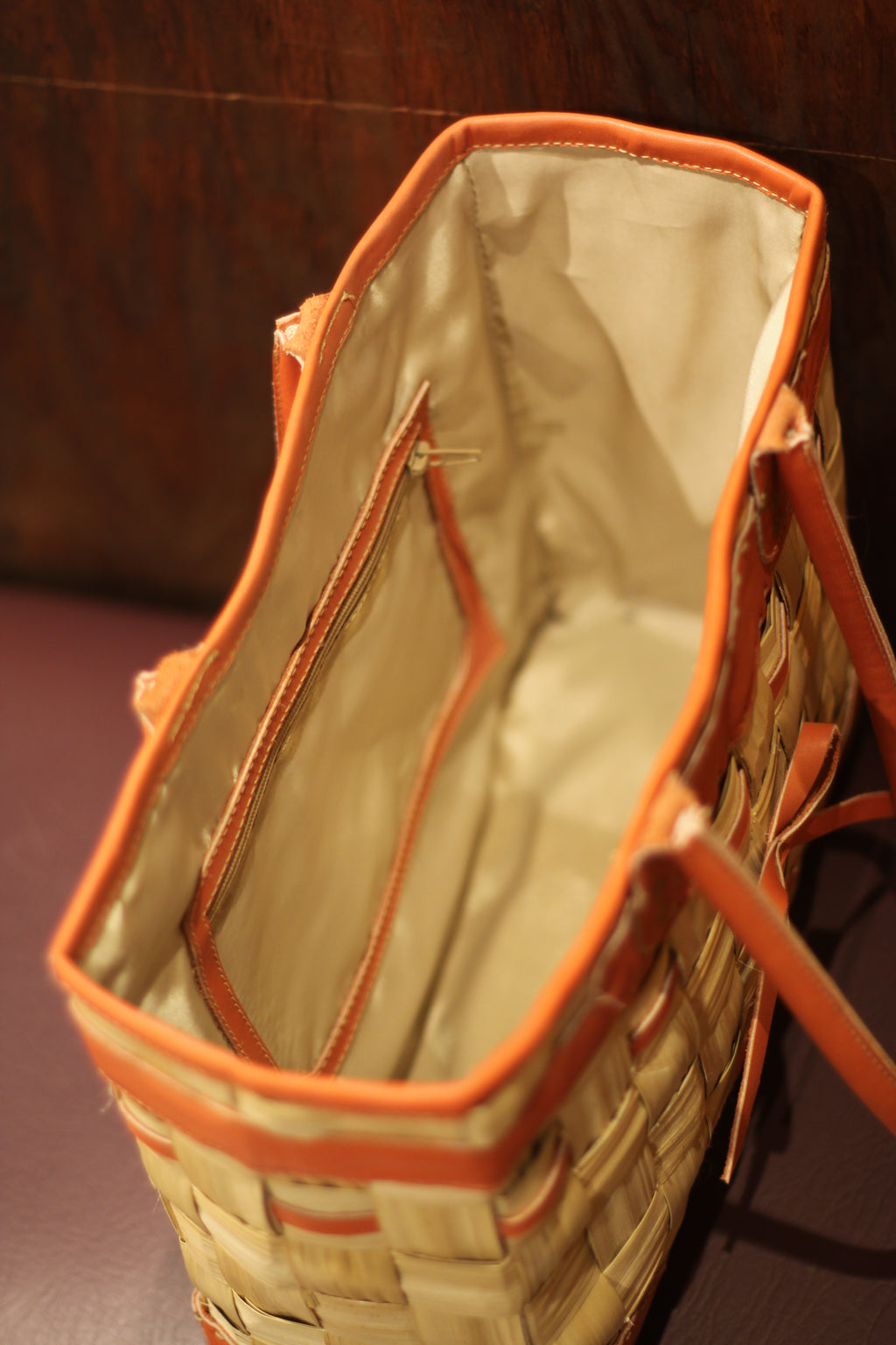 Genuine Leather & Bamboo Bag image 1