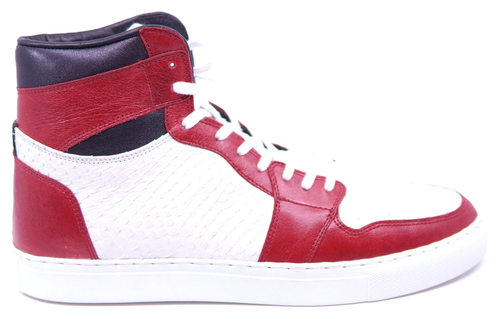 White Snake & Red Leather High Top Sneaker image 0