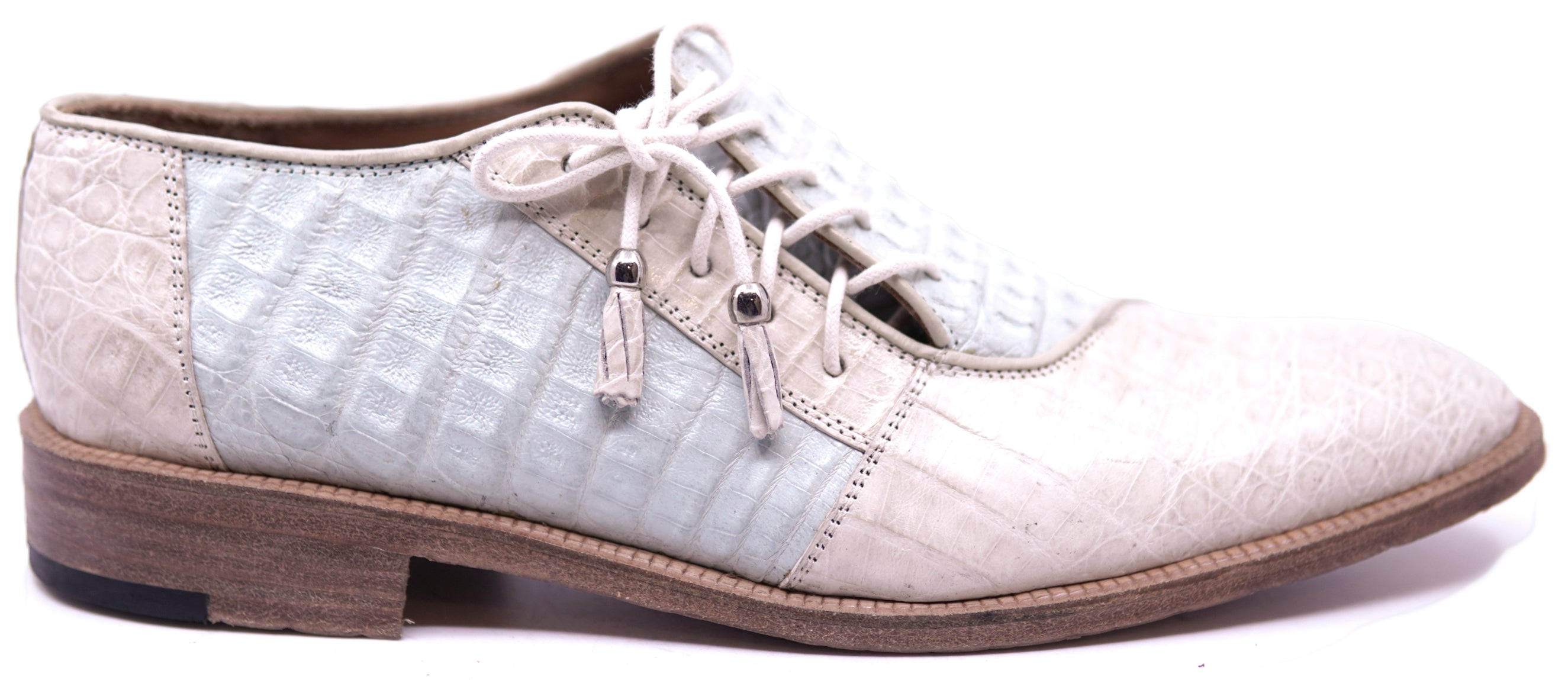 Genuine Beige & Baby Blue Crocodile Dress Shoe image 0