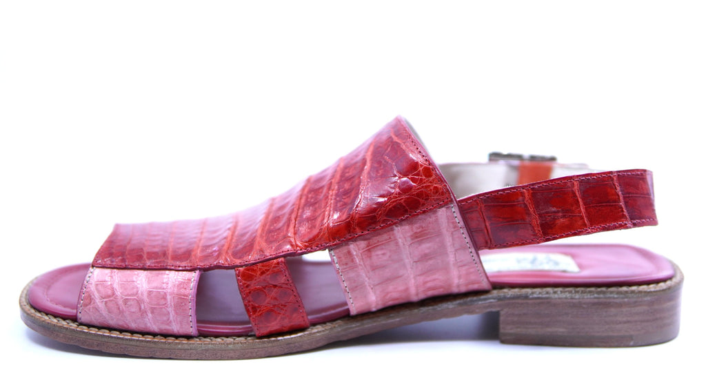 Pink & Red Crocodile Belly Sandals US 11 image 1