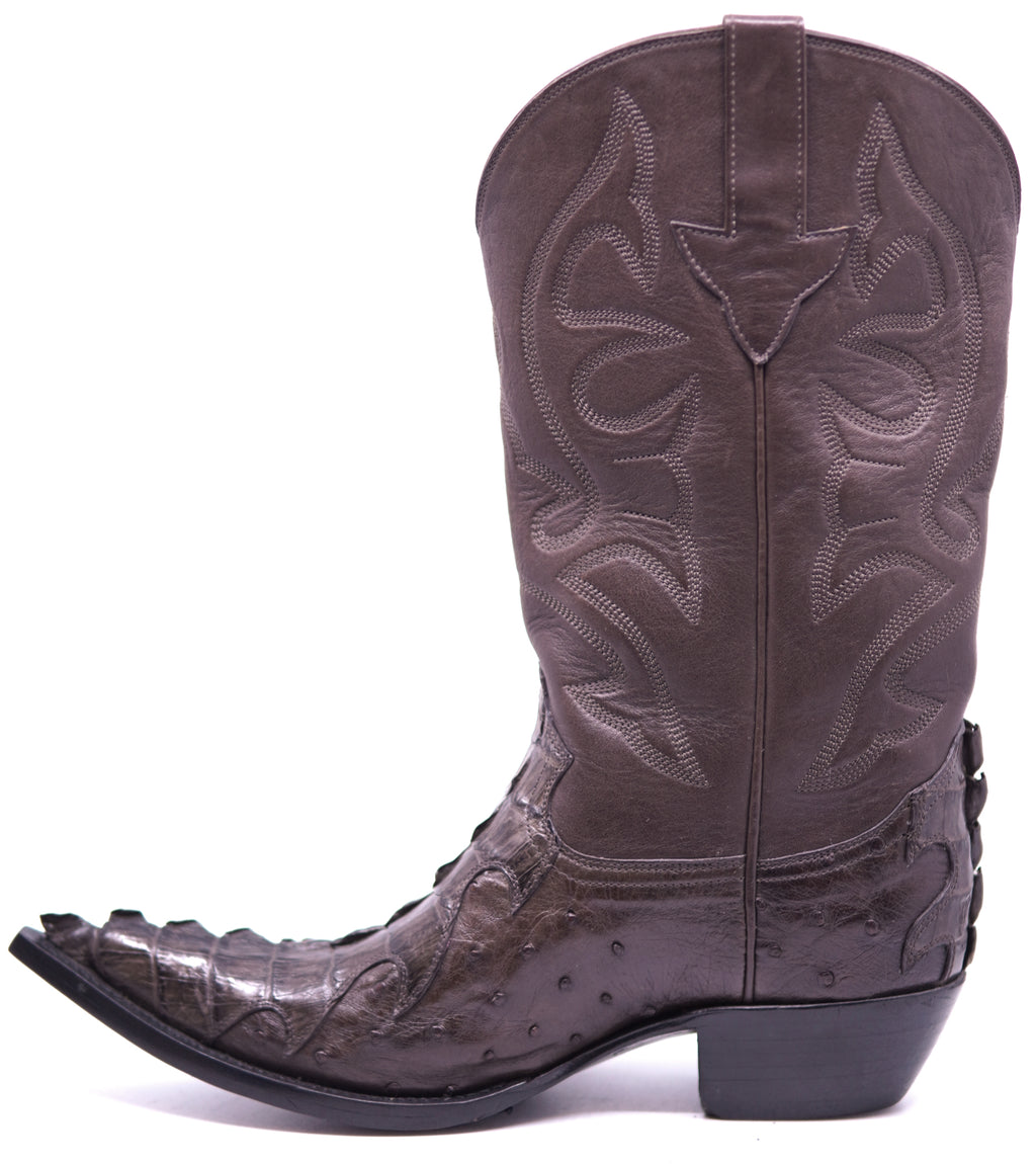 Ostrich & Caiman Tail Pointed Toe Western Boots image 1