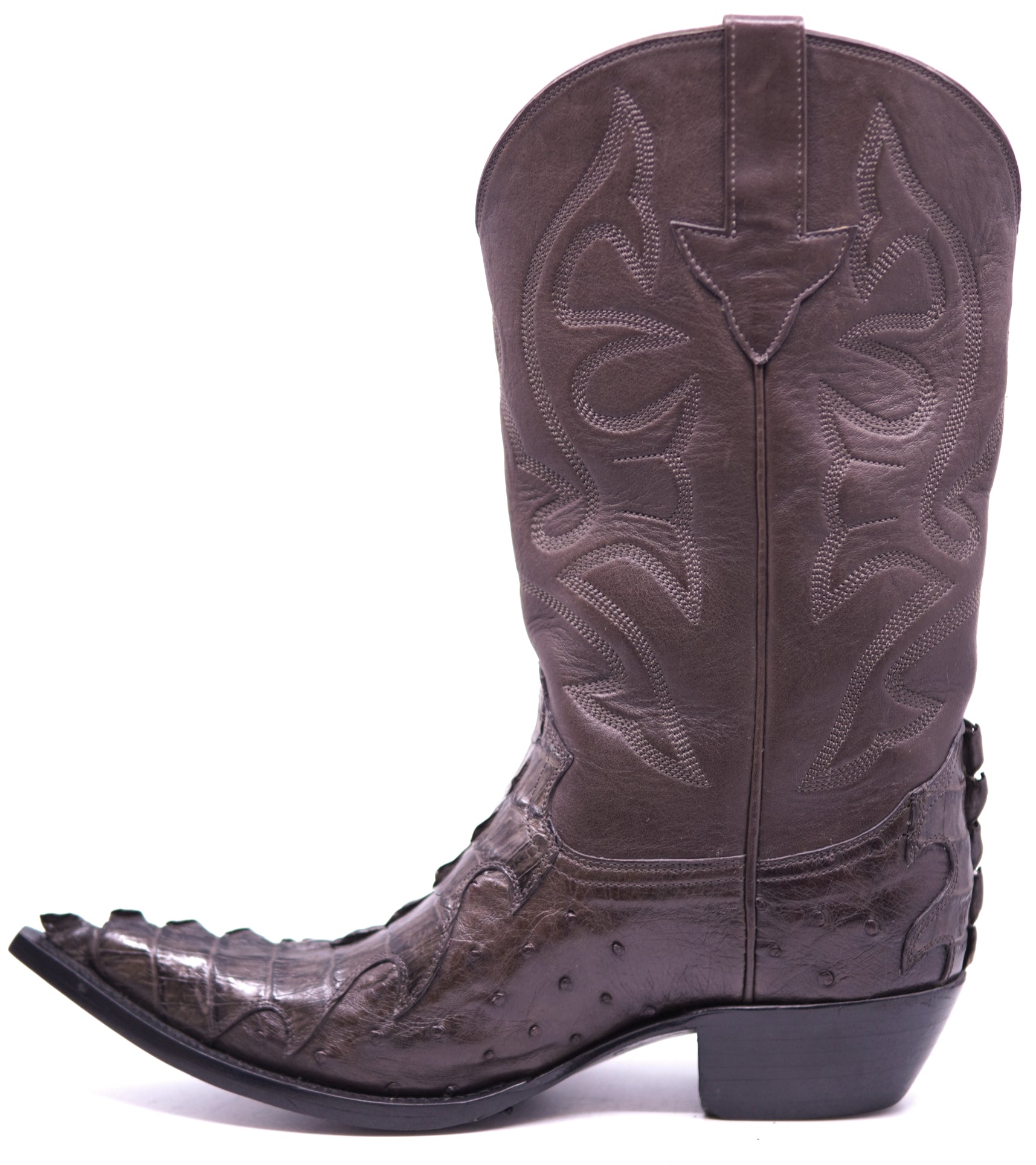 Ostrich & Caiman Tail Pointed Toe Western Boots image 1