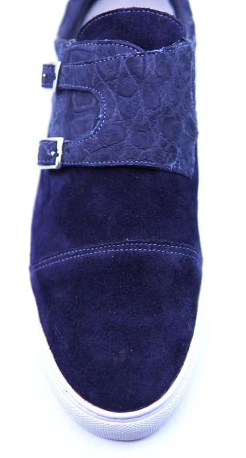 Alligator & Suede Monk Strap Sneaker US 9 image 1
