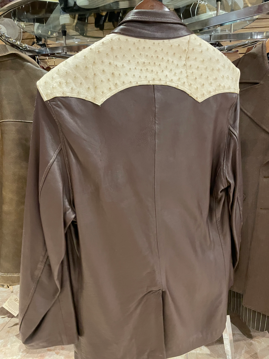 Ostrich and Lamb Leather Coat US Men's Large image 1