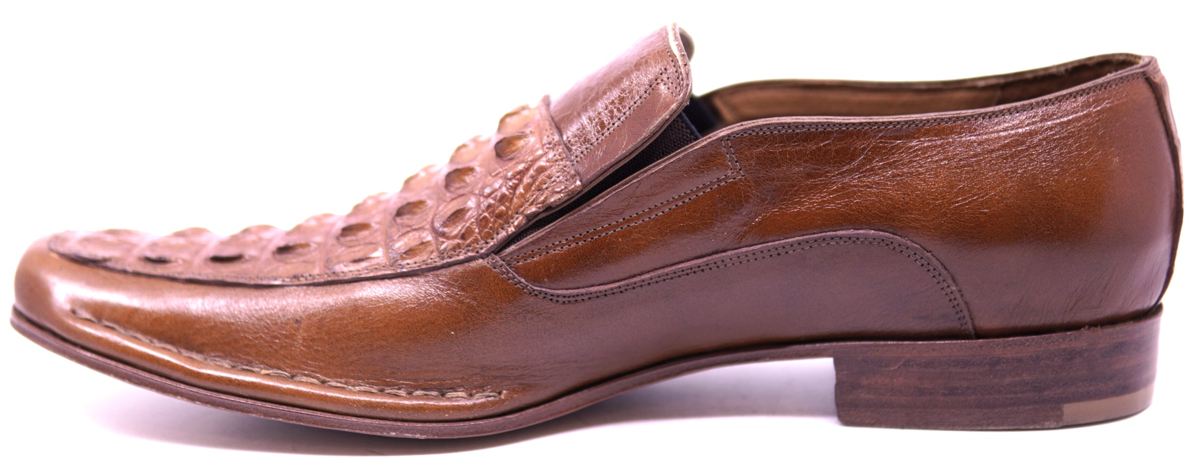 Cognac Hornback Croc & Leather Loafer Dress Shoe image 1