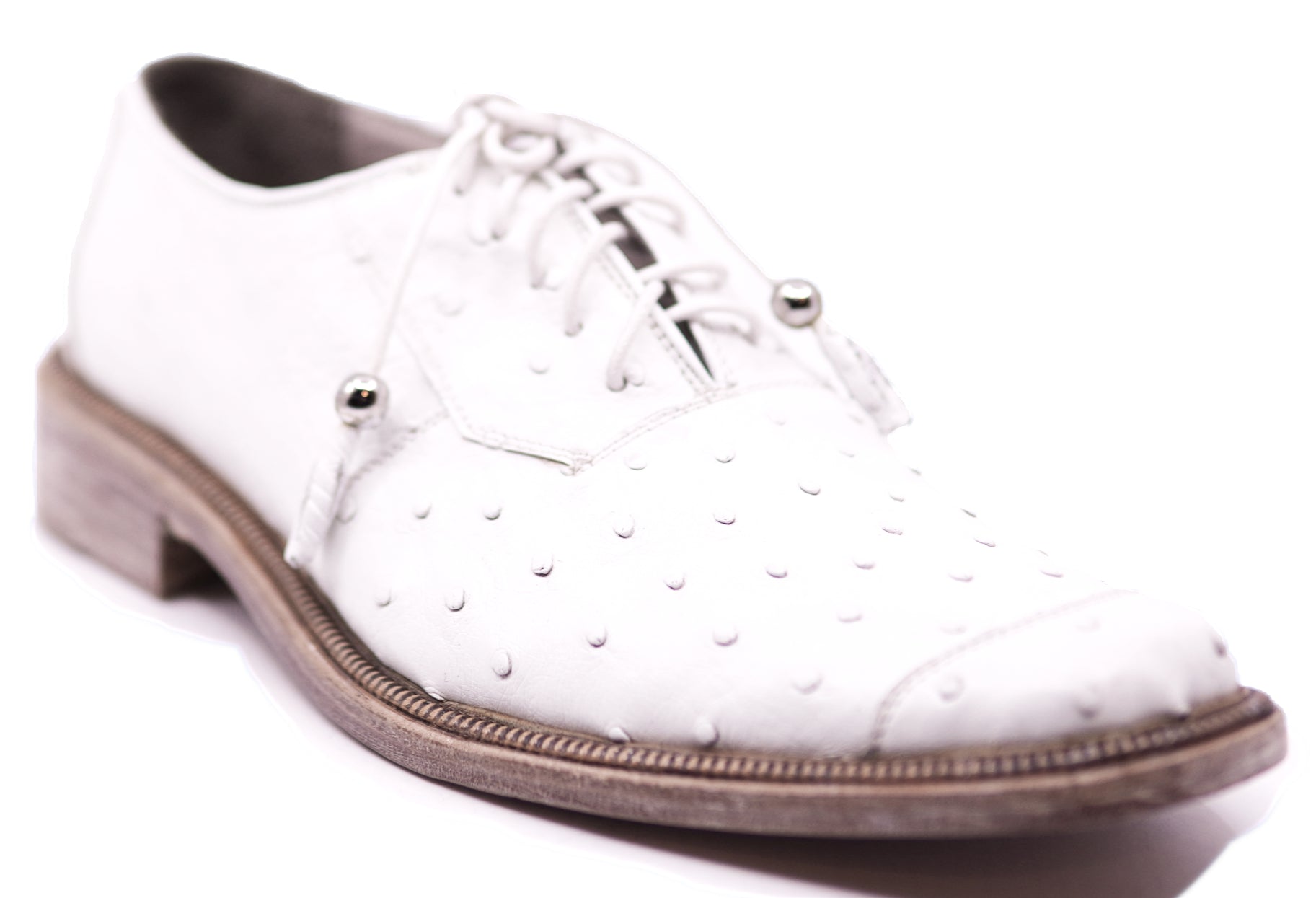 Full White Ostrich Dress Shoe image 2