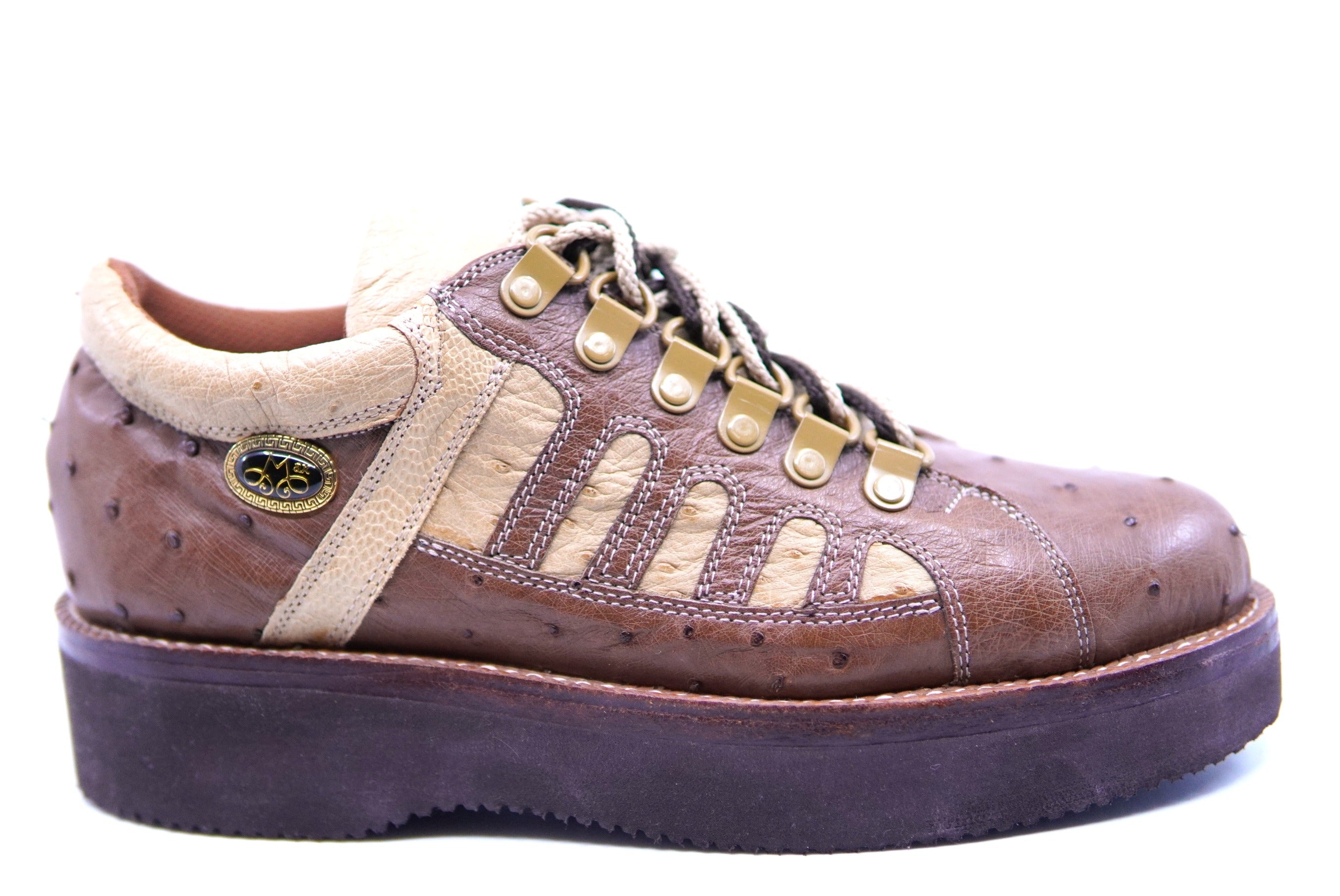 Beige & Brown Ostrich Sneaker US 7 image 0