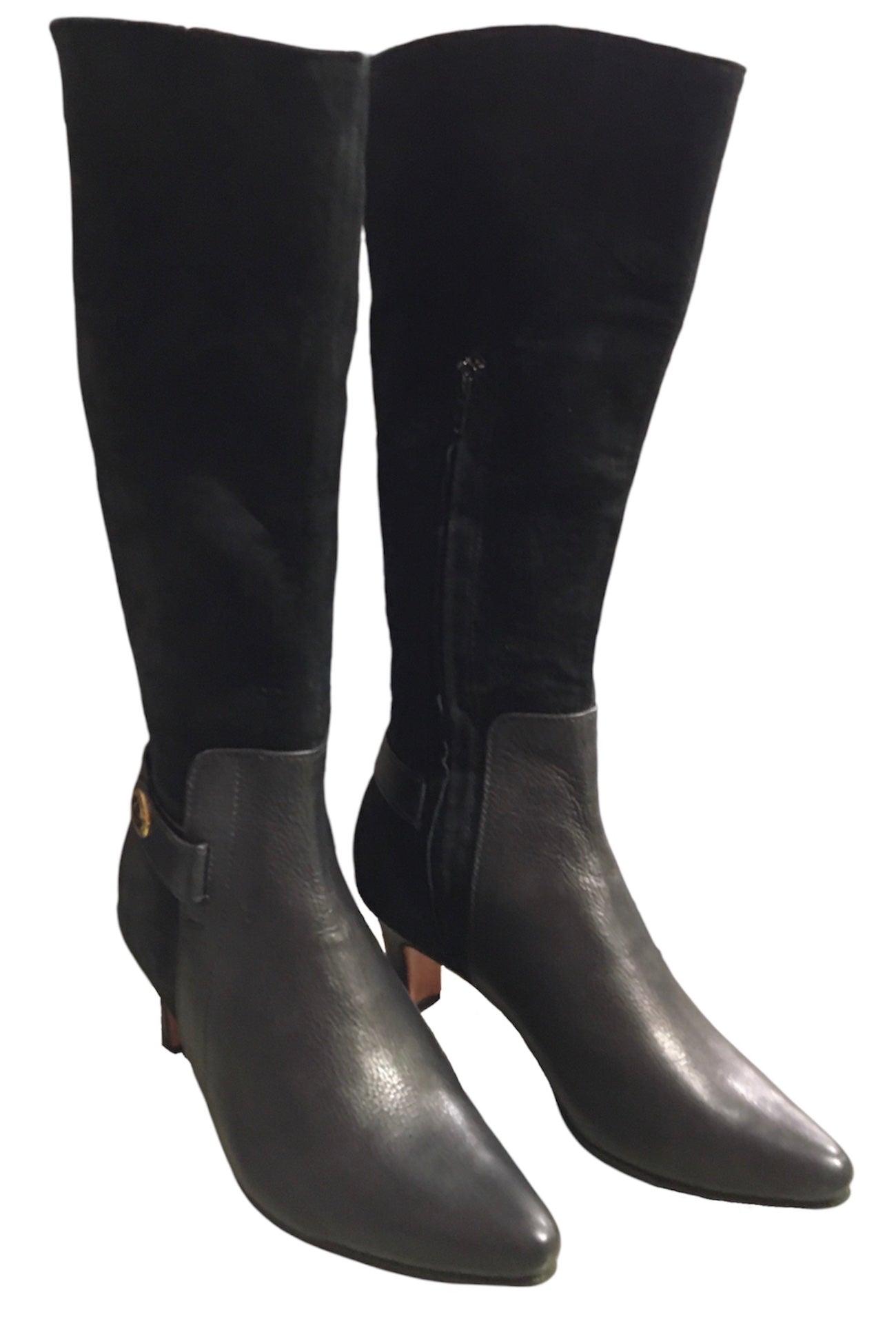 Suede and Leather Boots Heel image 2