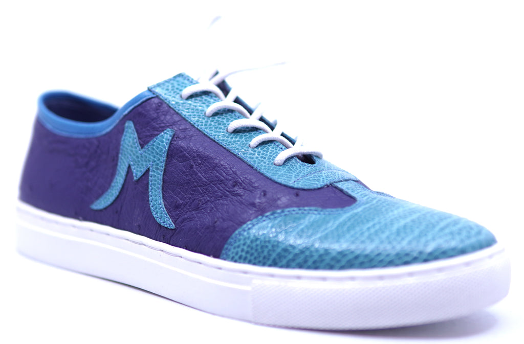 Genuine Purple Ostrich & Turquois Ostrich Leg Sneaker 7-US Women's image 2