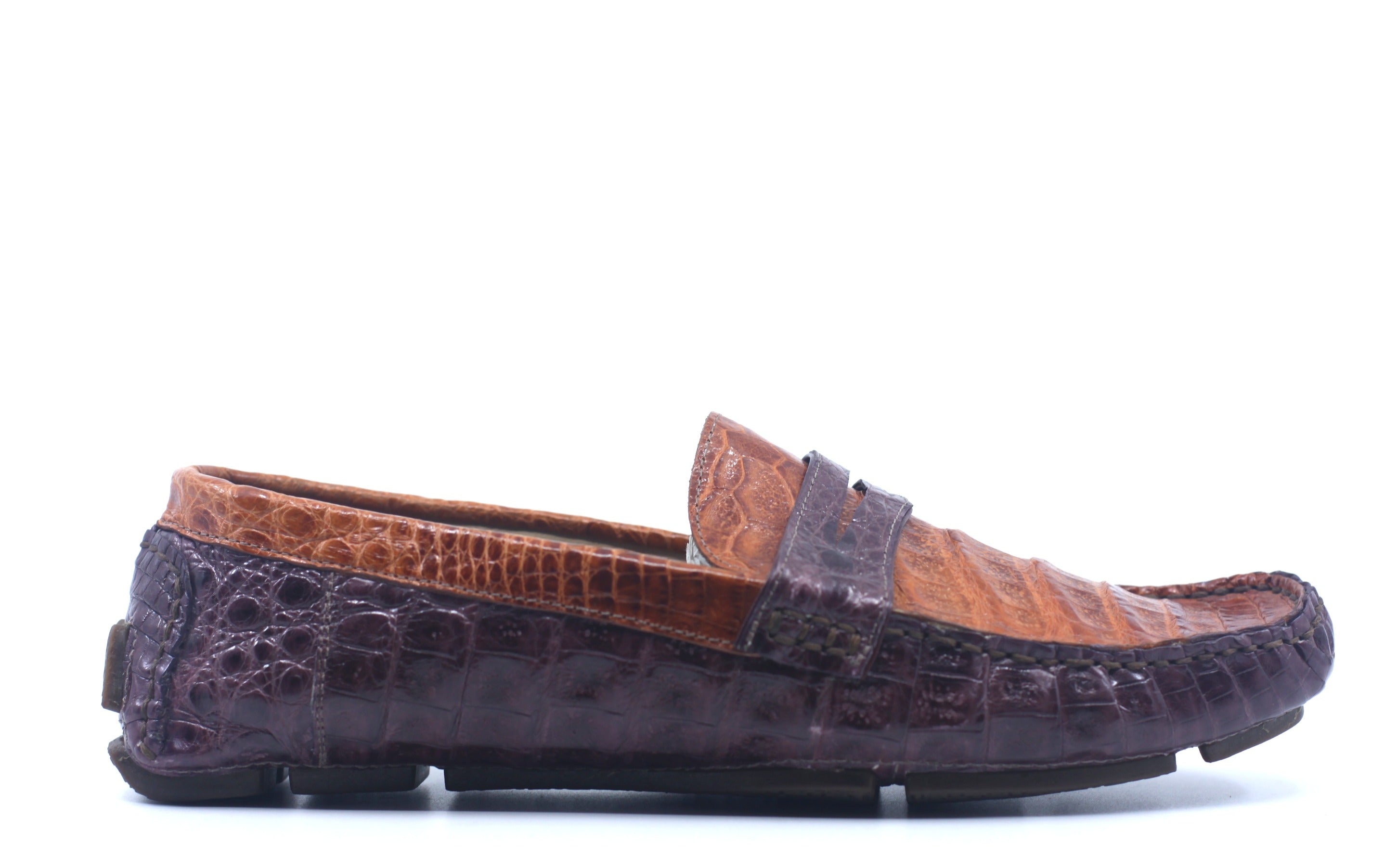Burgundy and Cognac Croc Driving Shoe US 10.5 image 0