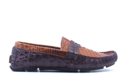 Burgundy and Cognac Croc Driving Shoe US 10.5 image 0