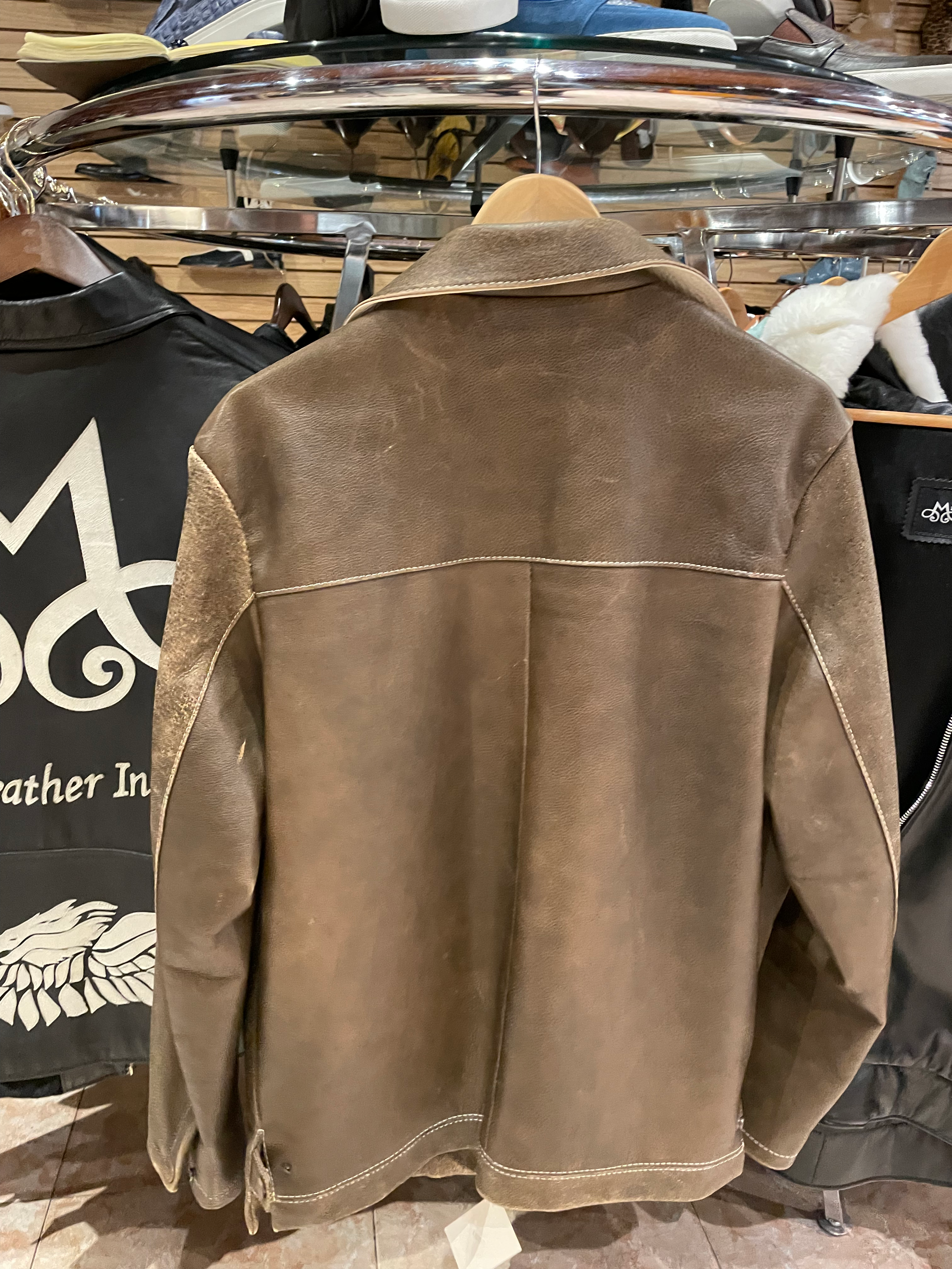 Rustic  Brown Leather Jacket US Men's S image 1