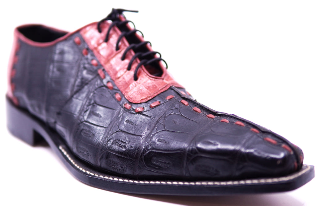 Genuine Red & Black Crocodile Pointed Toe Dress Shoe image 2
