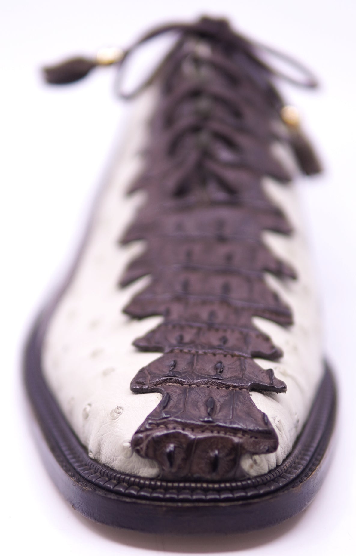 Genuine Brown Alligator & Beige Ostrich Dress Shoe image 3