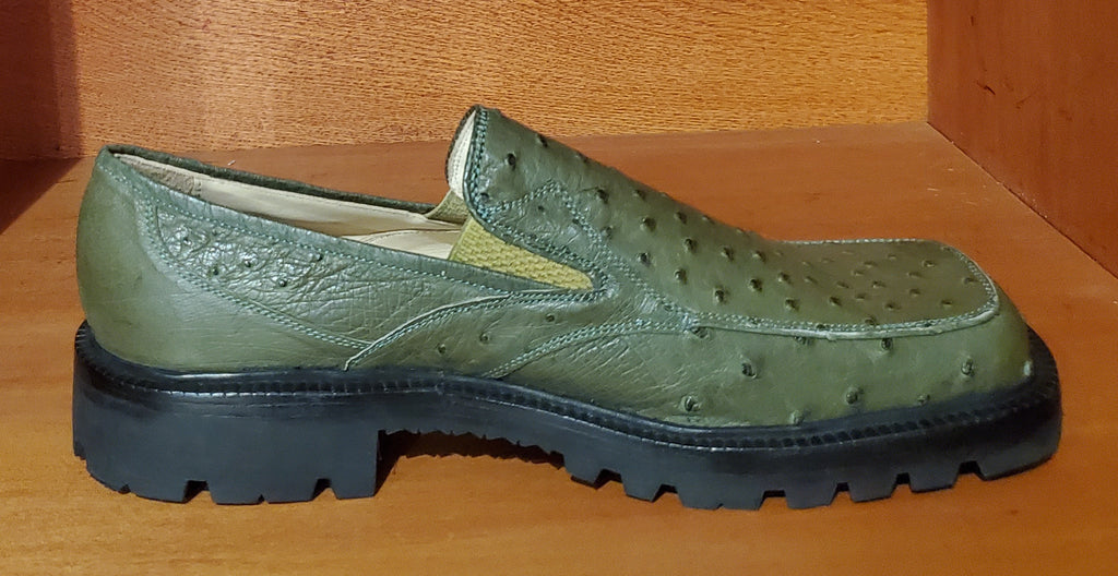 Green Ostrich Loafer with Rubber Sole US Men's 11 image 0