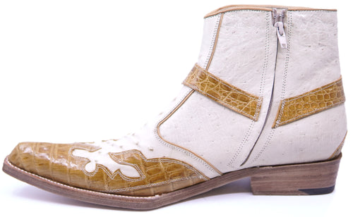 Beige Ostrich & ButterCup Alligator Botin image 1