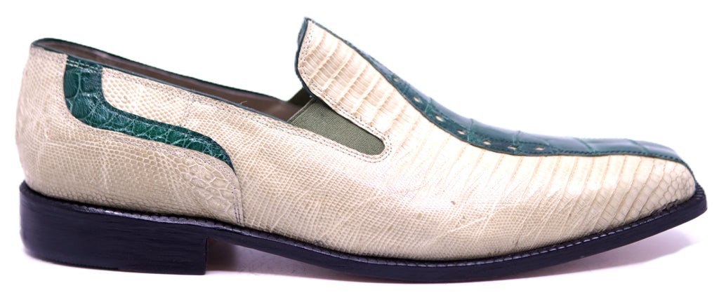 Genuine Beige Lizard & Green Alligator Loafer 12-US Men's image 0