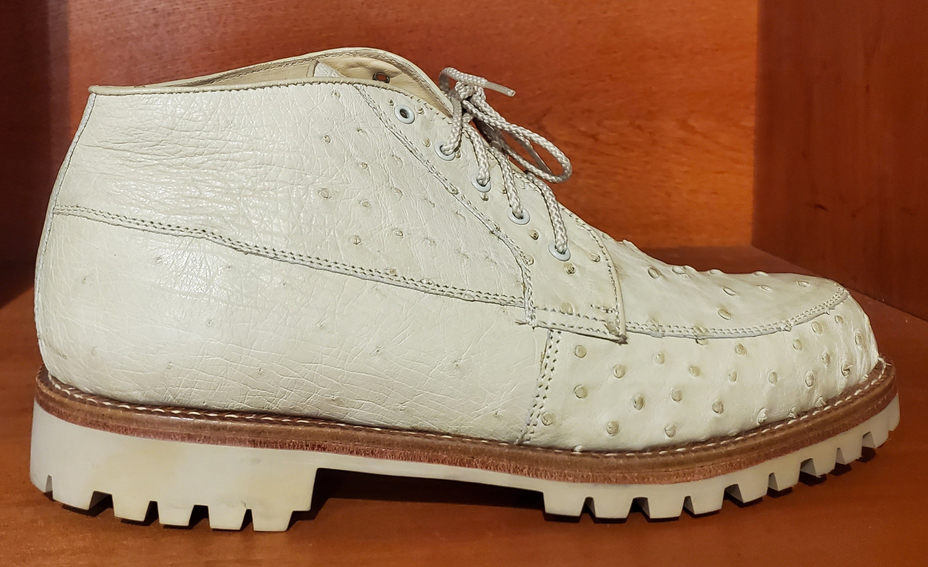 Genuine White Ostrich 8D US Men's 10.5 image 0