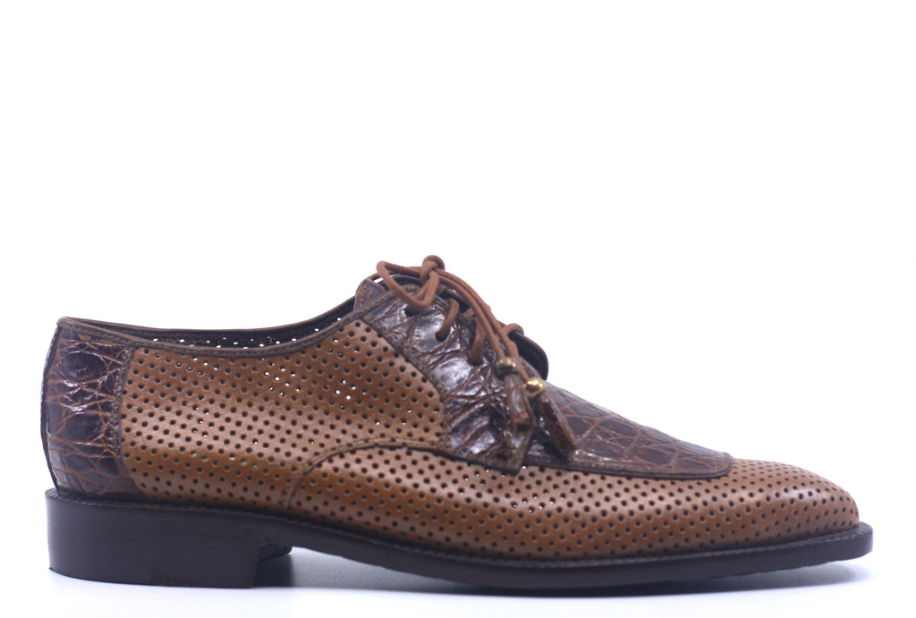 Crocodile and Perforated Leather Dress Shoe US Men's 10 image 0