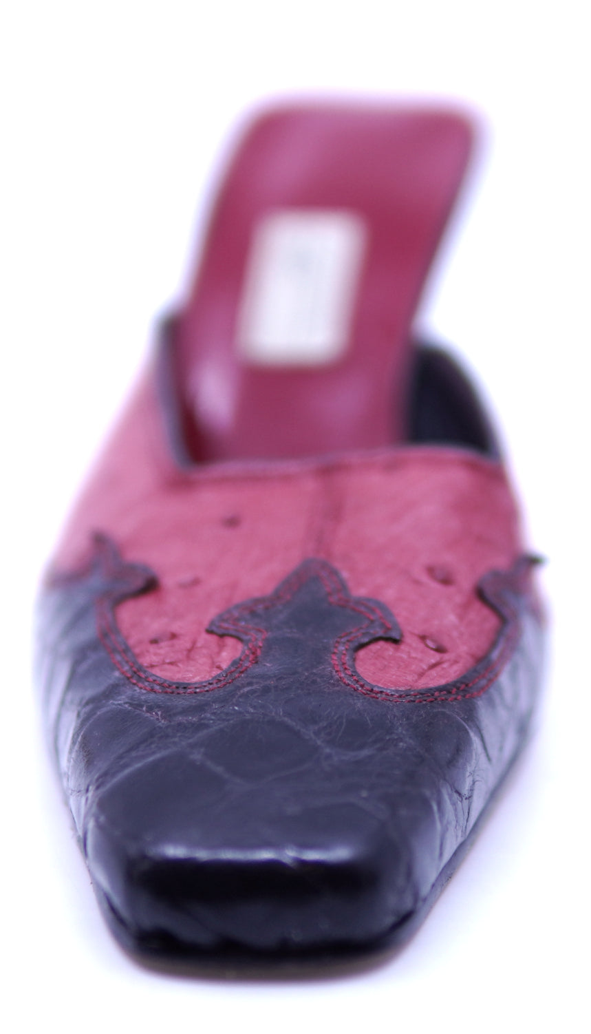 Red Ostrich & Black Alligator Heels 7-US Women's image 3