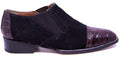 Black Suede & Burgundy Crocodile Cap Toe Loafer image 0