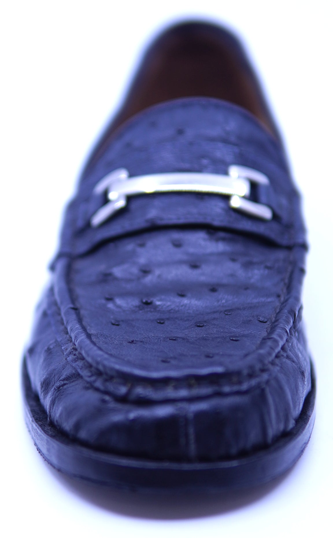 Full Dark Navy Blue Ostrich Loafer image 3