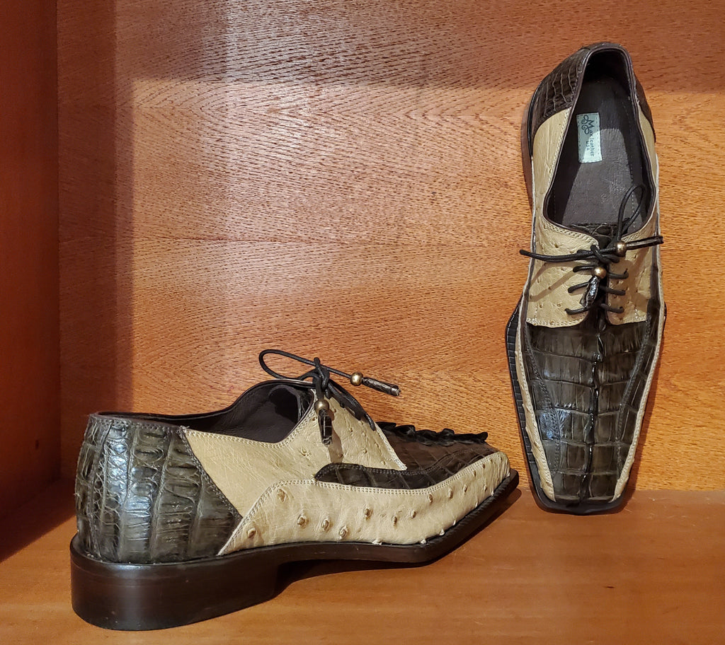 Brown & Beige Croc Tail and Ostrich US Men's 11 image 2