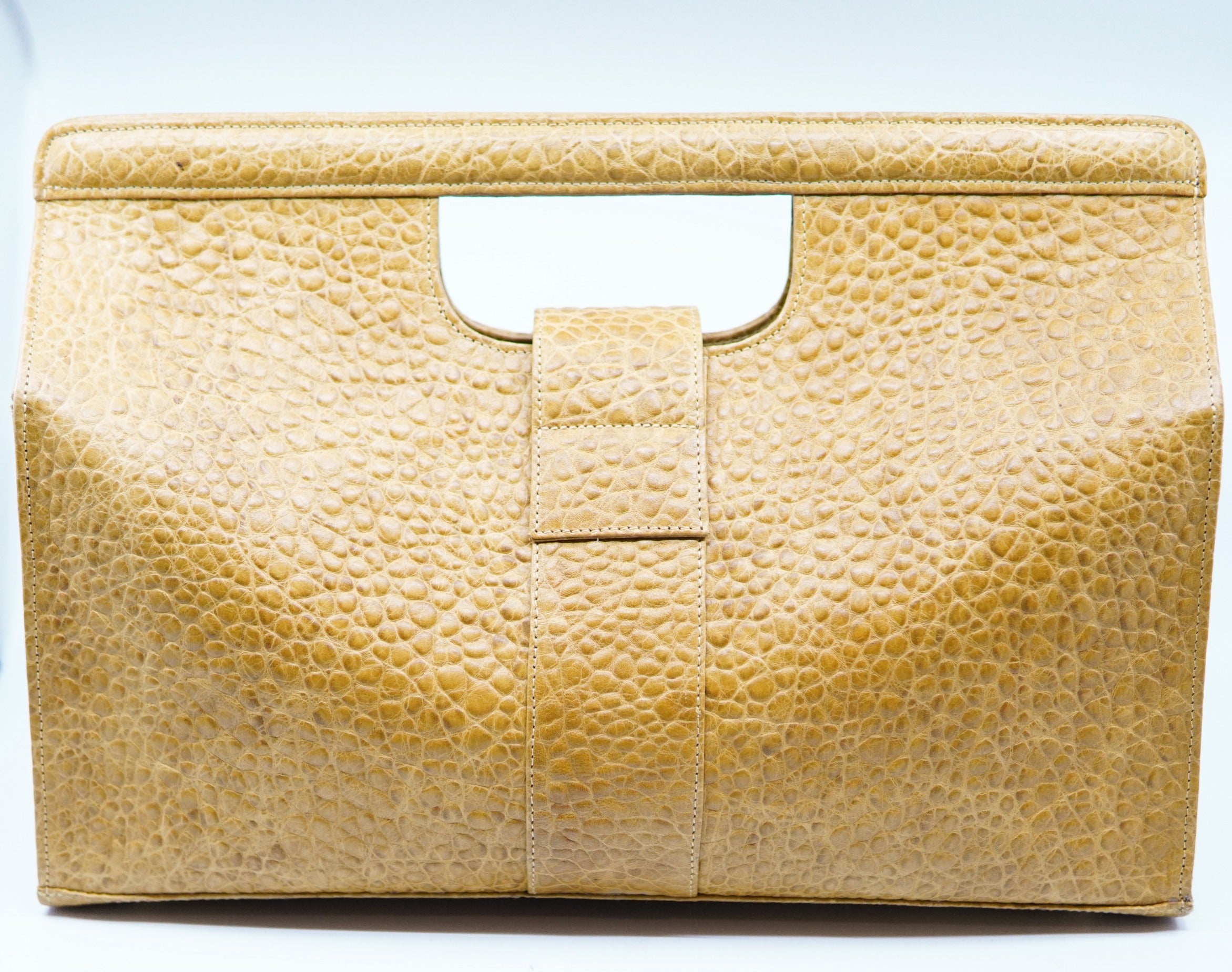 Yellow Textured Leather Large Bag image 2