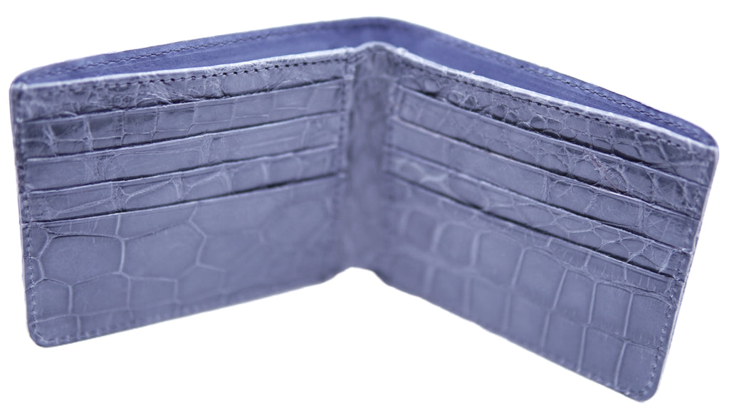 Genuine Glossy Gray Alligator Bi-Fold Wallet image 2