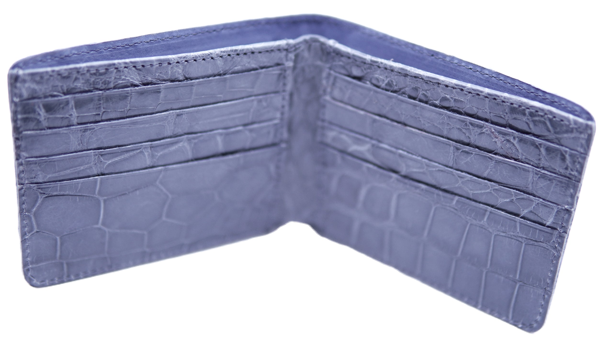 Genuine Glossy Gray Alligator Bi-Fold Wallet image 2