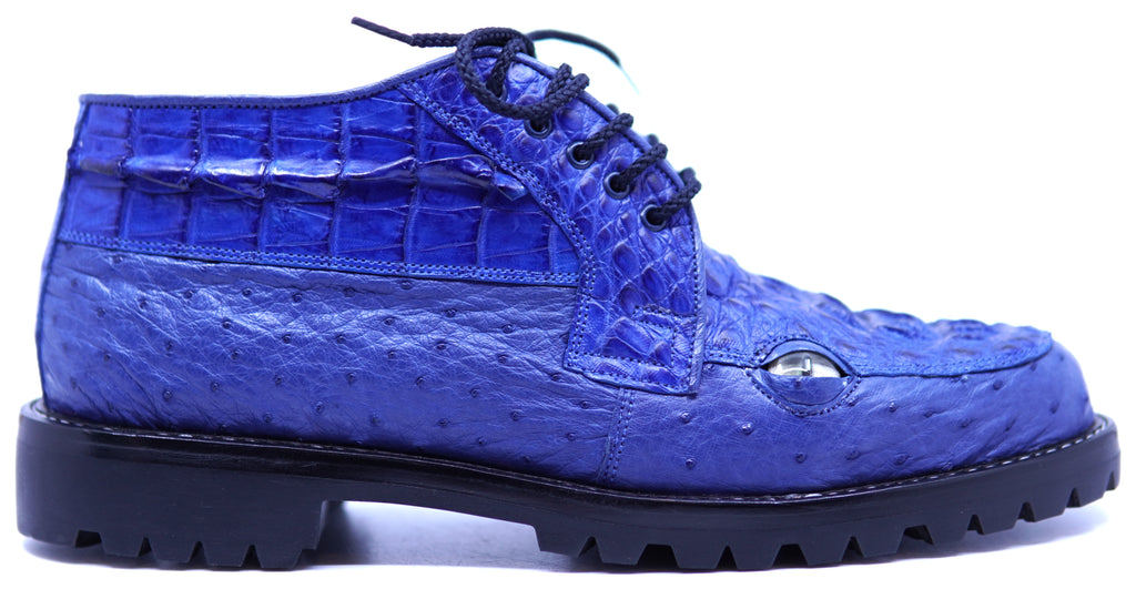 Genuine Royal Blue Crocodile HB & Ostrich 8D With Eyes 12-US Men's image 0