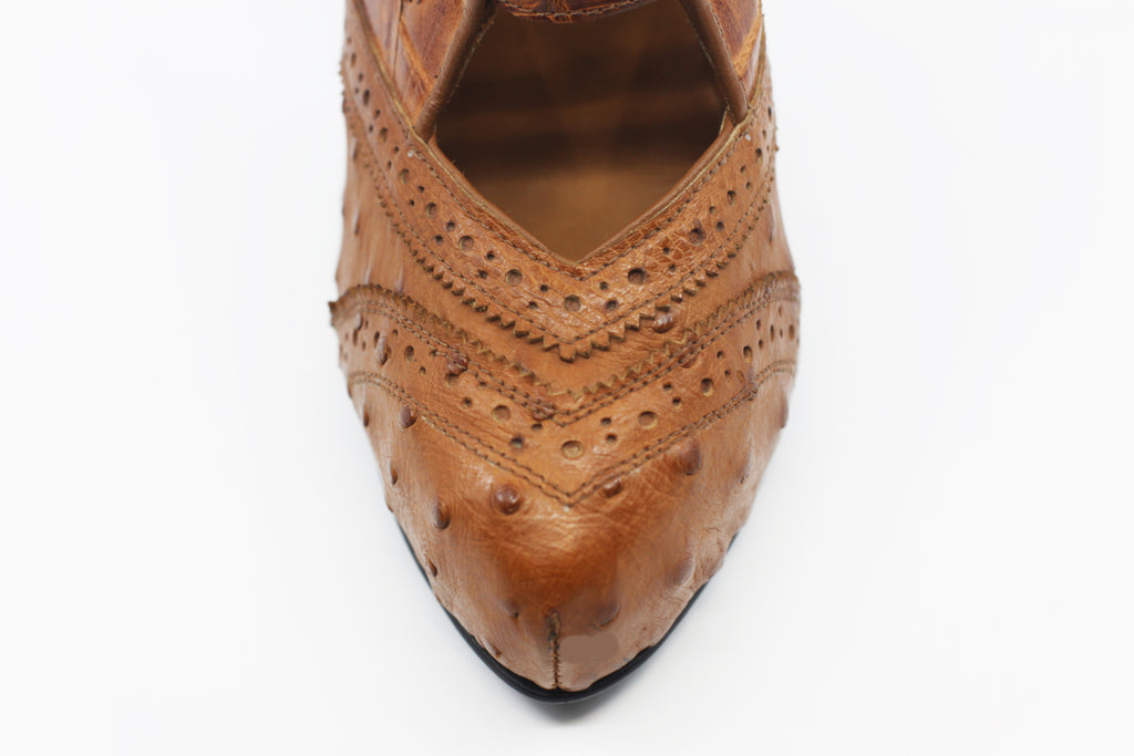 Cognac Crocodile Heel Women's 8 image 1