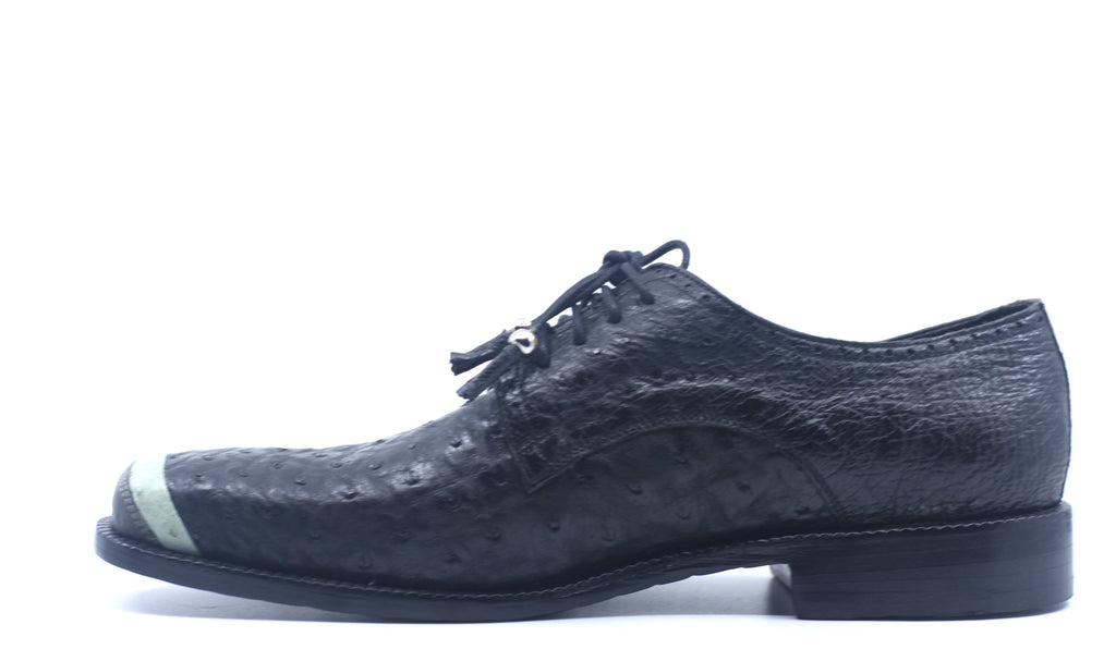 Black/Grey/Blue Ostrich Dress Shoe US 11 image 2