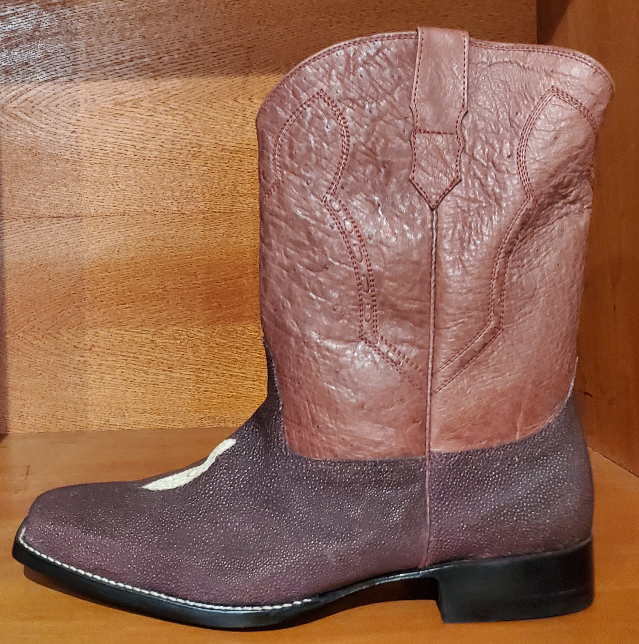 Stingray & Ostrich Square Toe Western Boot Us Men's 10.5 image 1
