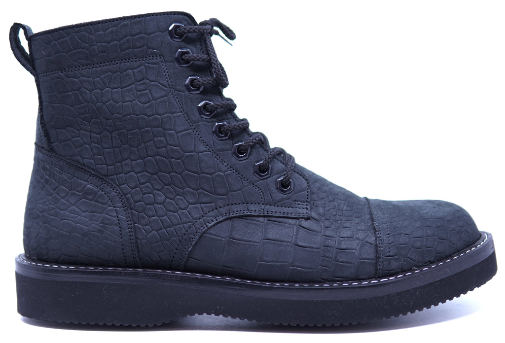 Suede Alligator Print Leather Boots 10.5-US Men's 10.5 image 0