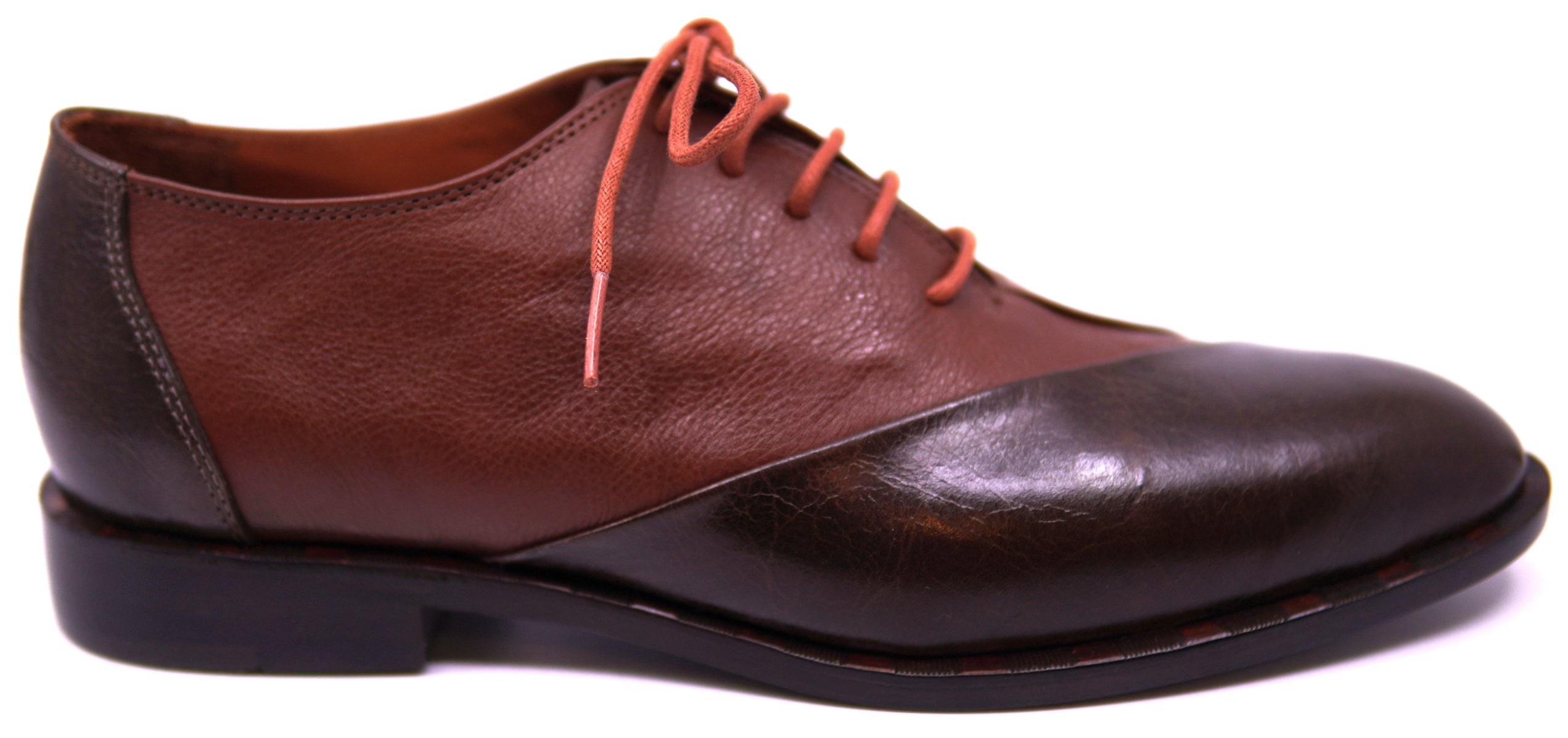 Full Cognac & Dark Brown Leather Dress Shoe image 0