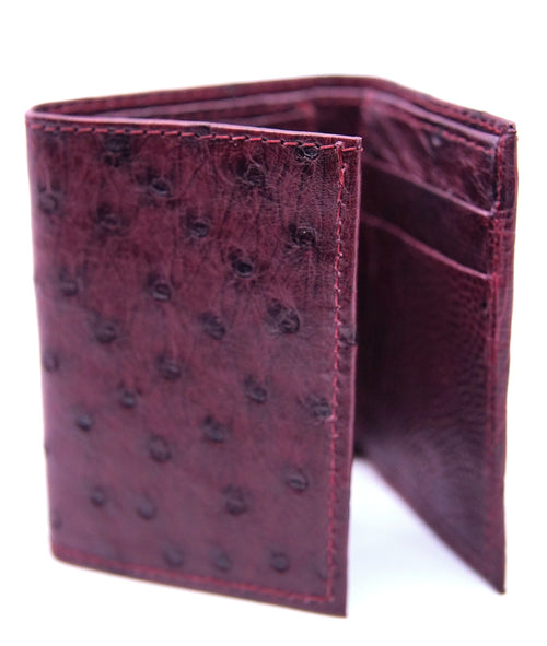 Burgundy Ostrich Tri-Fold Wallet image 0