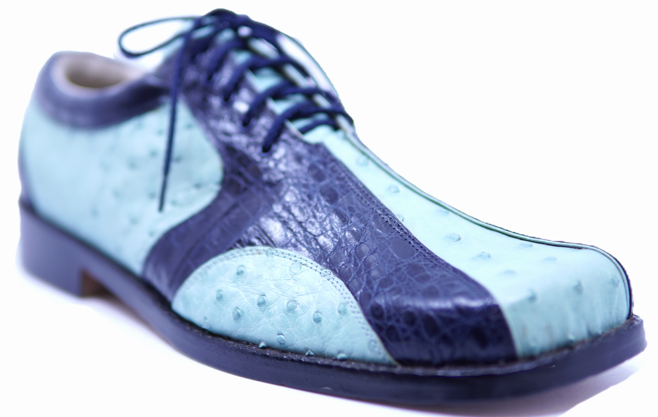 Genuine Navy Blue Alligator & Baby Blue Ostrich Dress Shoe image 2