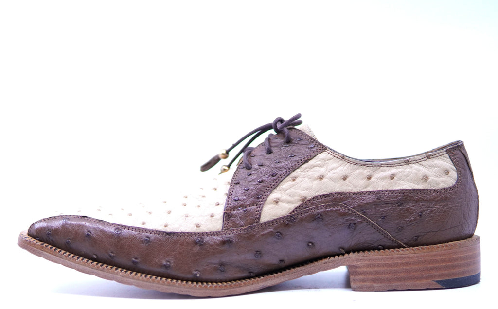Full Ostrich Brown & Beige Dress Shoes US Men's 10 image 3