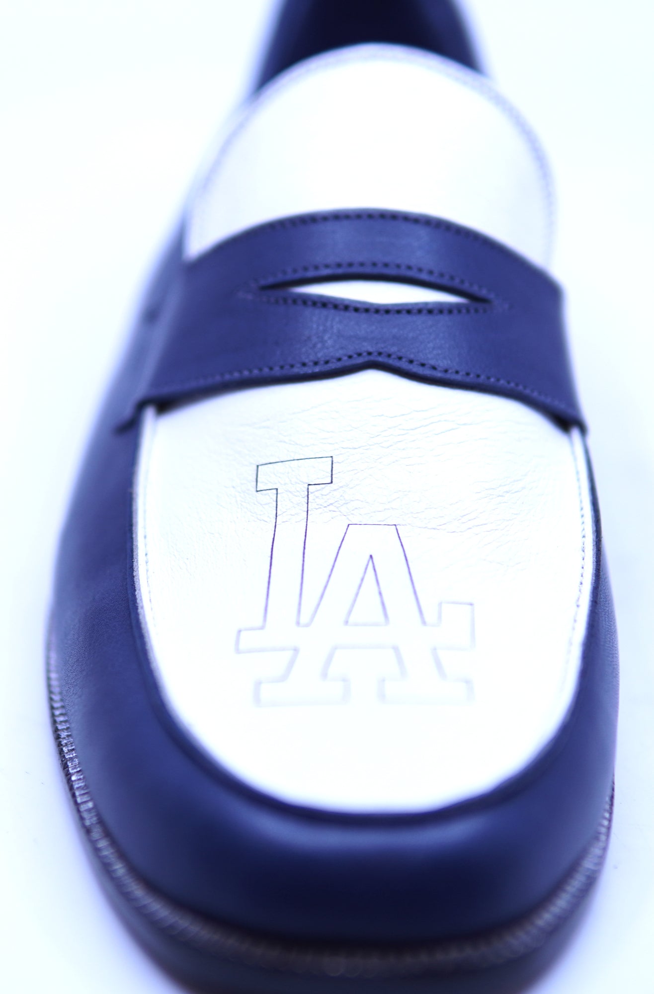 Navy Blue & White Leather Loafer 10-US Men's image 3