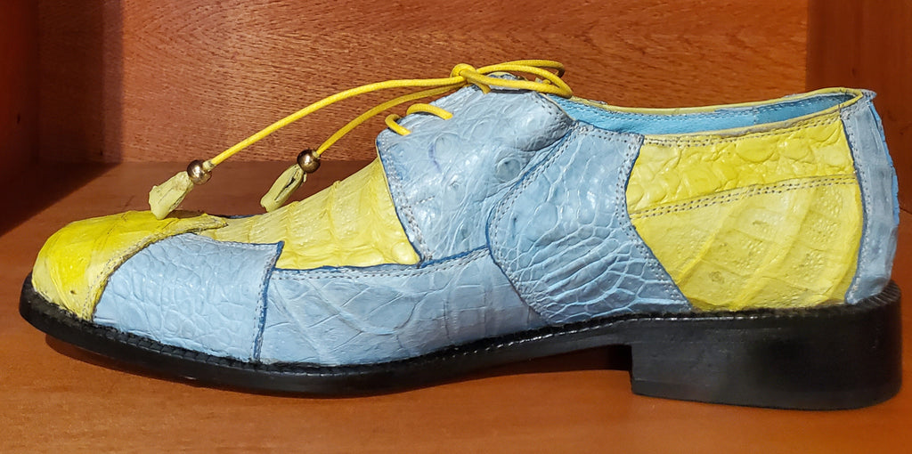 Yellow & Blue Crocodile Dress Shoe US Men's 10.5 image 1