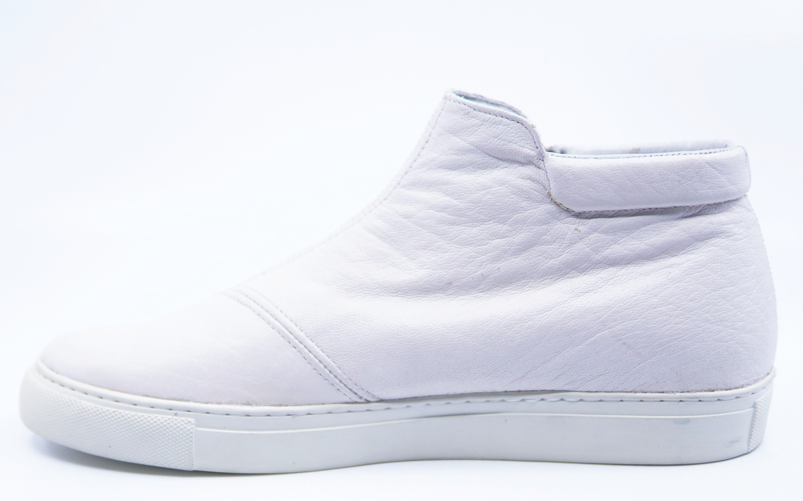Off White Leather Zipper Sneaker US 10.5 image 2