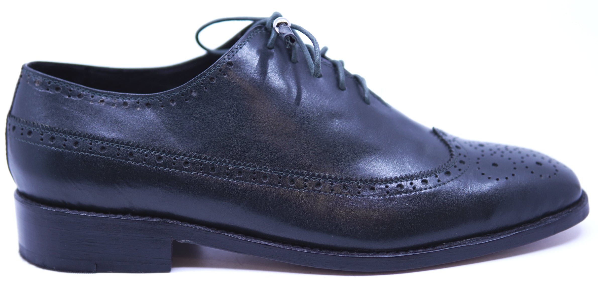Dark Green Leather Wingtip Dress Shoe image 0