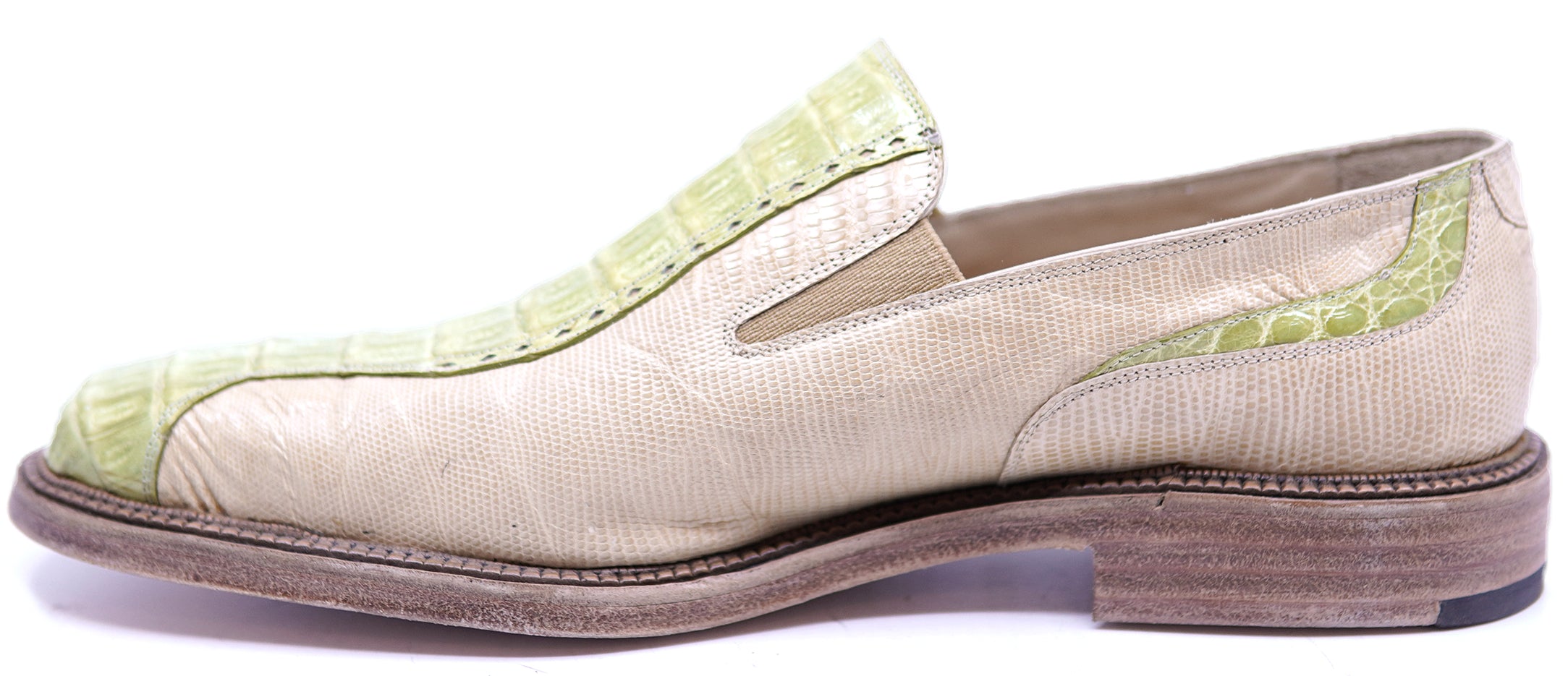 Genuine Beige Lizard & Green Alligator Loafer Dress Shoe image 1