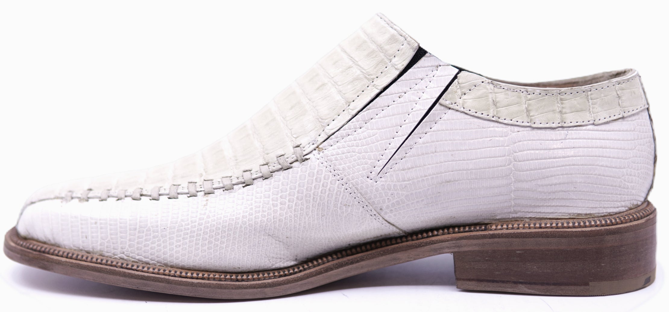 Genuine Beige Lizard & Crocodile Loafer Dress Shoe image 1