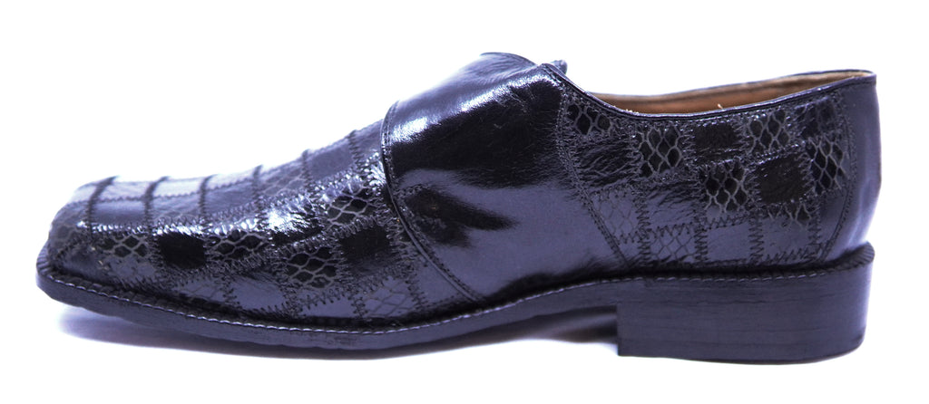 Leather & Printed Snake Troy Buckle Loafer Dress Shoe image 1