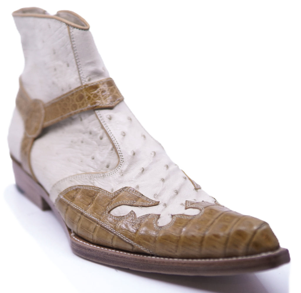 Beige Ostrich & ButterCup Alligator Botin image 2