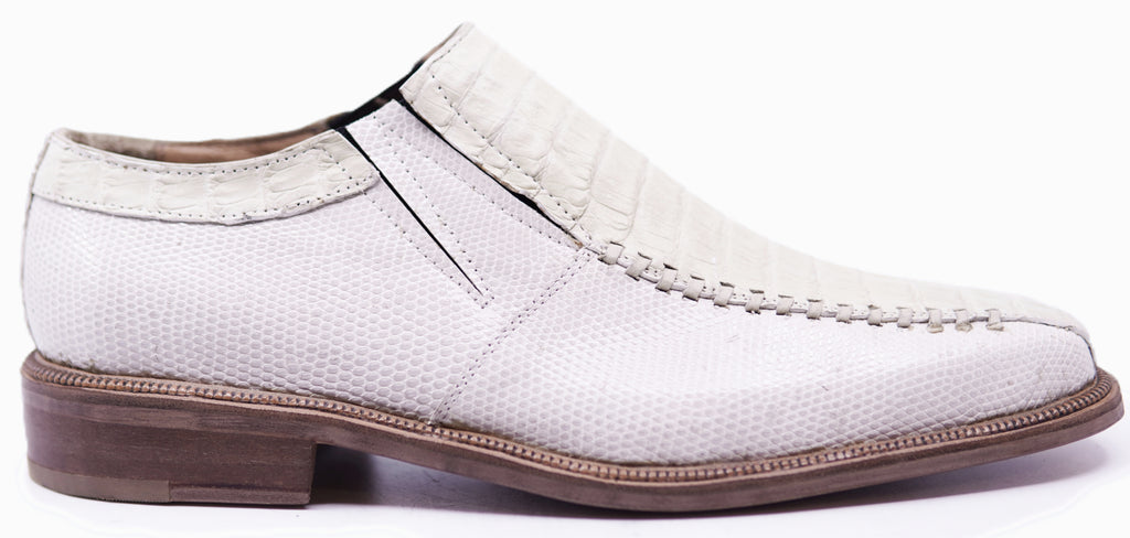 Genuine Beige Lizard & Crocodile Loafer Dress Shoe image 0