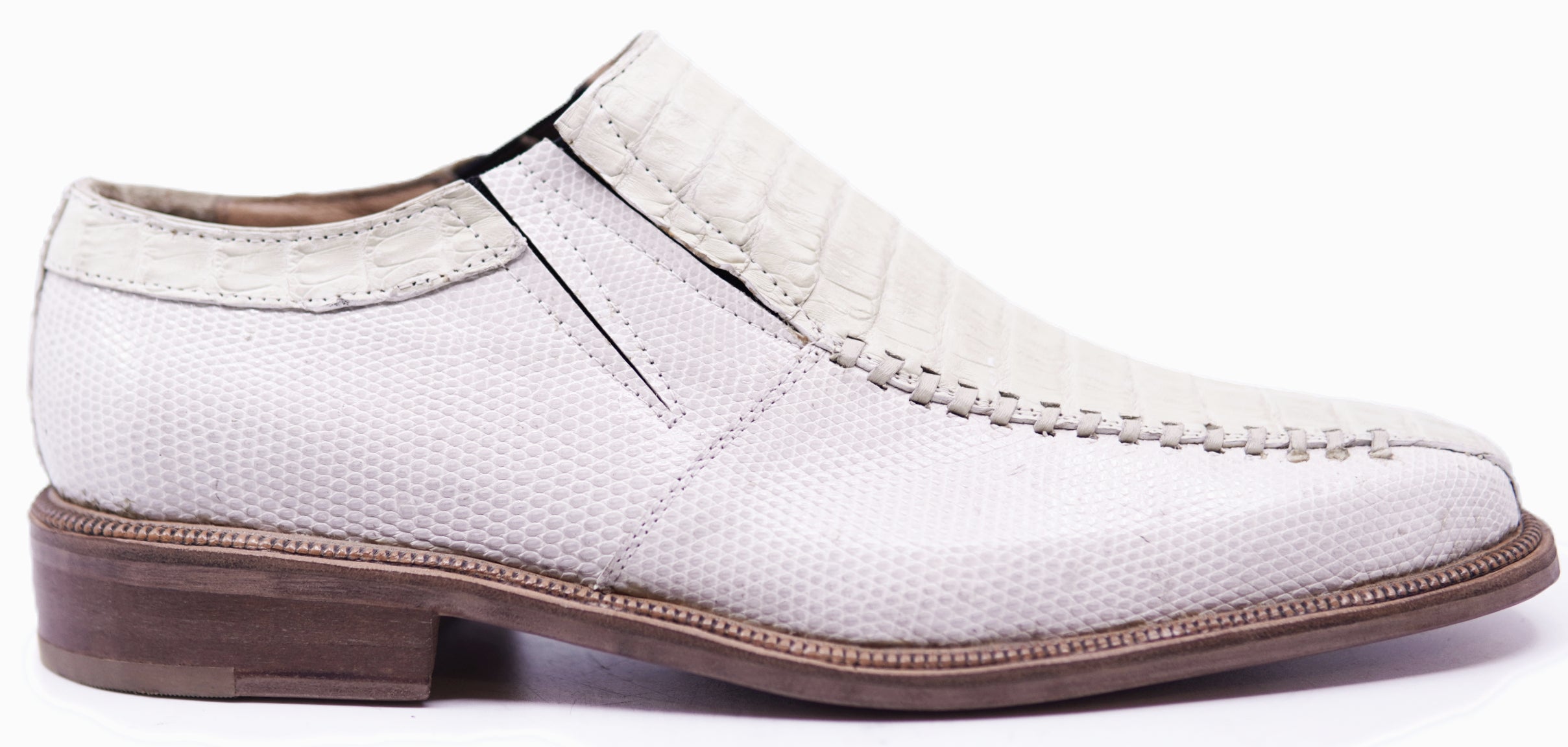 Genuine Beige Lizard & Crocodile Loafer Dress Shoe image 0